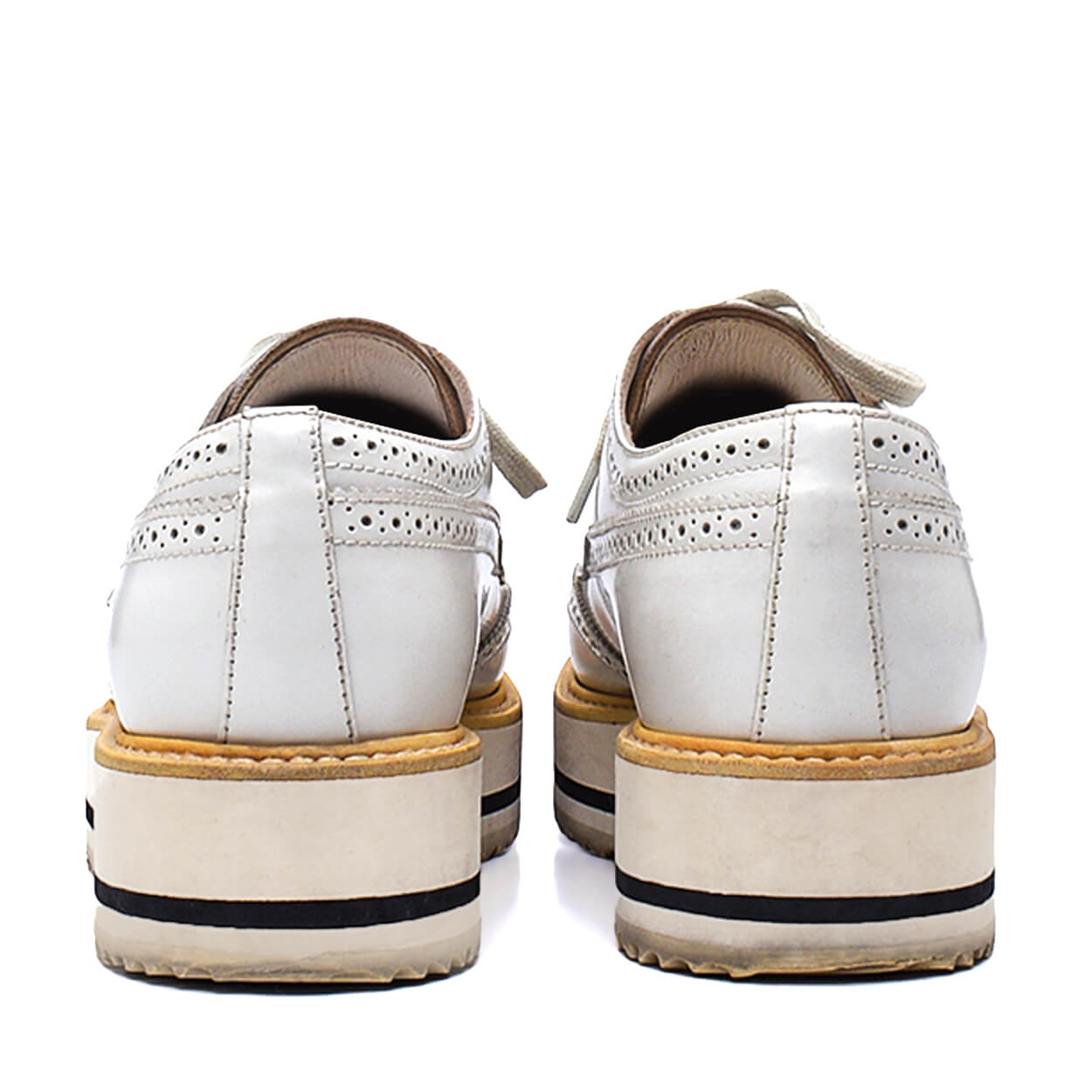 Prada -White Leather Derby Lace Up Espadrille Sneakers  39.5